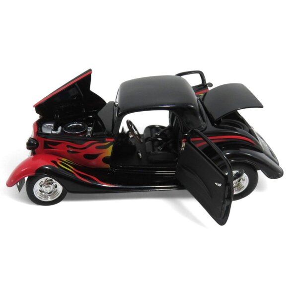 Vintage 1934 FORD 3-Window Coupe Street Rod DIECAST Black and Red Flames Boxed - Picture 11 of 13